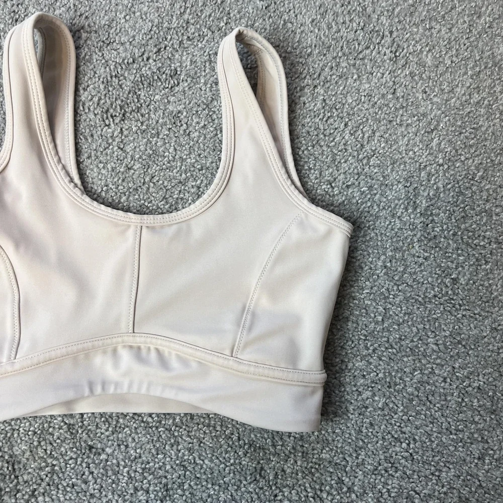 ALLFENIX Sports Bra Womens XS White Scoop Neck Longline‎ Athletic Yoga Gym